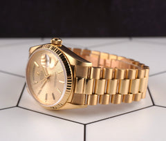 Rolex DAY-DATE 36mm 18K Yellow Gold President Men's Gold Dial Watch Ref: 18038