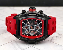 IceTime 45mm Men's Red Black Dial Steel Mens Watch 0.10ct Diamonds IT24