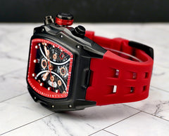 IceTime 45mm Men's Red Black Dial Steel Mens Watch 0.10ct Diamonds IT24