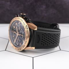 Tag Heuer Carrera 45mm 18k RG Skeletonized Rubber Band Men's Watch CAR2A5B