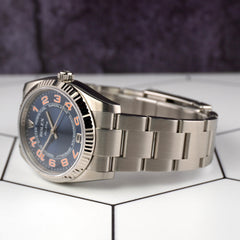 Rolex Air King 34mm Blue Concentric Dial Steel Mens Watch 114234