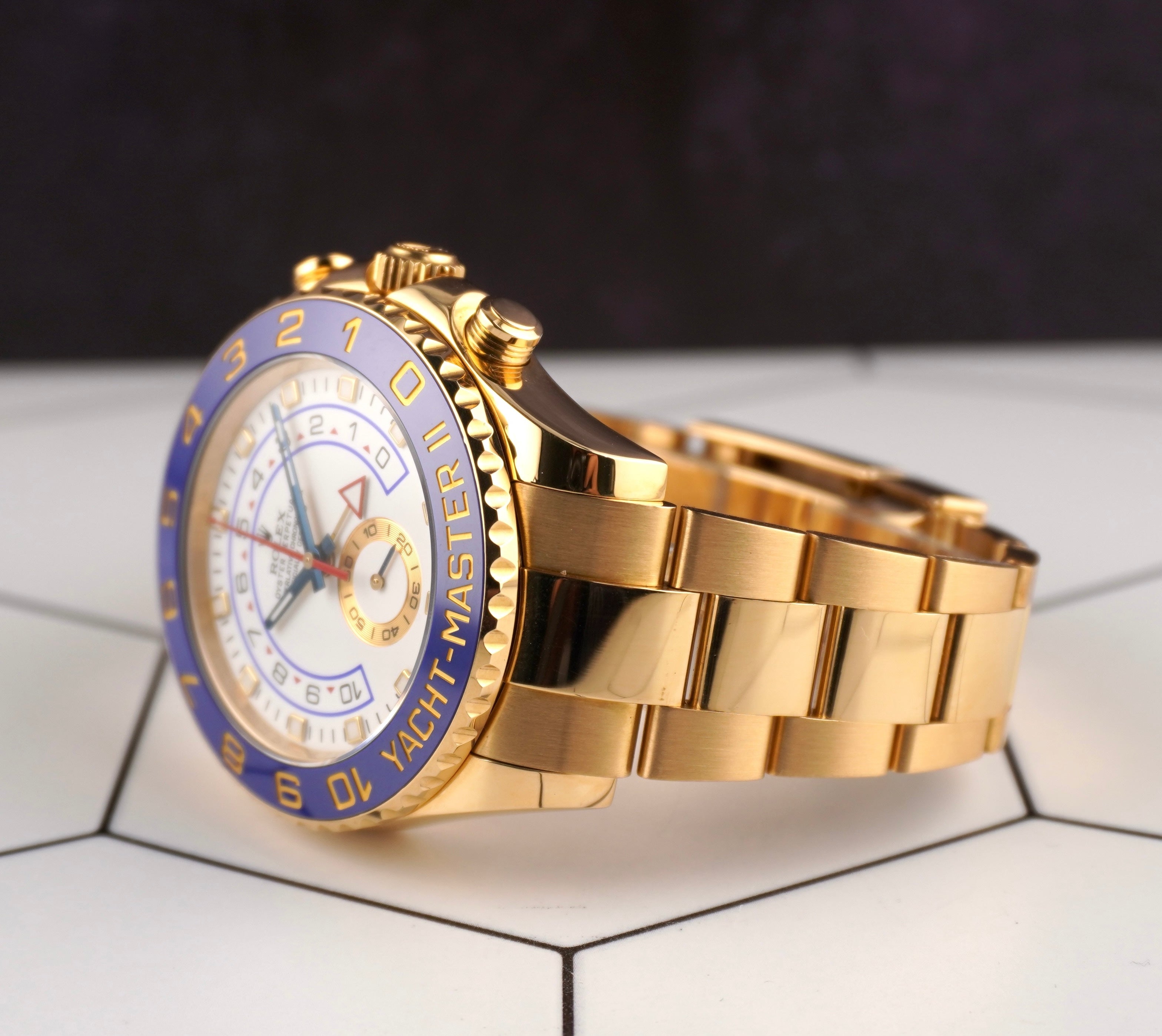 ROLEX Yacht-Master II 掛時計 (ゴールド) Rolex Yacht-Master II 44mm Oyster Perpetual 18k Yellow Gold White