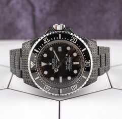 Rolex Deepsea Sea-Dweller Date 44mm Black Iced out 8ct Oyster Steel Mens Watch 116660