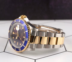 Rolex Submariner Date 40mm 18k Gold & Steel BLUE Dial Oyster Watch 16613 PAPERS