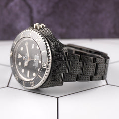 Rolex Deepsea Sea-Dweller Date 44mm Black Iced out 8ct Oyster Steel Mens Watch 116660