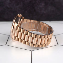 Rolex Day-Date 41mm Rose Gold Olive Green Dial Presi Bracelet Men's Watch 228235