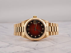 Rolex Datejust 31mm 18k Yellow Gold Red Ombre Dial Ladies Watch 68278