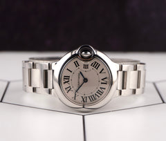 Cartier Ballon Bleu 28mm Silver Dial Steel Ladies Watch 3009