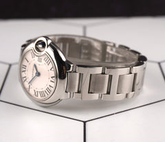 Cartier Ballon Bleu 28mm Silver Dial Steel Ladies Watch 3009
