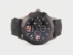 Blancpain 43MM Super Trofeo Leather Band Black Dial Men's Watch 560ST-11D30-52B