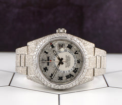 Rolex Sky-Dweller 42mm Steel Oyster Watch Iced Out 25ct Diamonds Ref 326934