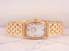 Audemars Piguet 19mm Carnegie 18k YG White Dial Diamond Bezel Ladies Watch