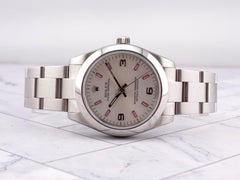 Rolex Oyster Perpetual 31mm Steel Silver Dial/Pink Markers Ladies Watch 177200