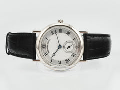 Breguet 33mm Classic 18K White Gold Silver Dial Leather Watch 3290BB/12/286