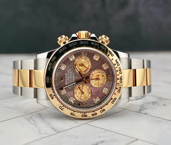 Rolex Daytona Steel Yellow Gold Two tone MOP Diamond Mens Watch 116503 Box Card