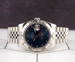 Rolex 36mm Datejust Turn-O-Graph Steel White Gold Blue Dial Men's Watch 116264