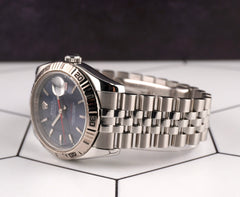 Rolex 36mm Datejust Turn-O-Graph Steel White Gold Blue Dial Men's Watch 116264