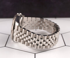 Rolex 36mm Datejust Turn-O-Graph Steel White Gold Blue Dial Men's Watch 116264