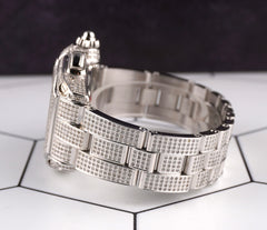 Cartier 43mm Roadster XL Silver Dial Iced Out 6ct Diamonds Men's Watch Ref 2618