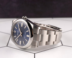 Rolex Men's 41mm Oyster Perpetual Steel Blue Dial Smooth Men's Watch 124300