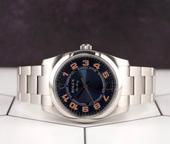 Rolex Air King 34mm Blue Concentric Dial Steel Mens Watch 114200