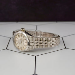 Rolex Ladies Datejust 26mm 18k White Gold Jubilee Silver Dial Watch Ref: 6917