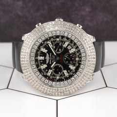 Breitling Bentley 55mm Black Dial 8ct Iced out Diamonds Mens Watch A44362