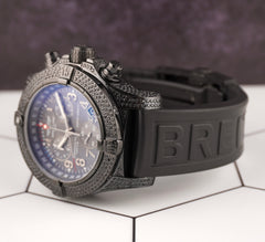 Breitling 46mm Aeromarine Avenger Seawolf 3ct Iced Black Diamonds Watch M73390