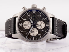 IWC Pilot Spitfire 43mm Titanium Fixed Bezel Calfskin Band Carbon Dial Iw377903