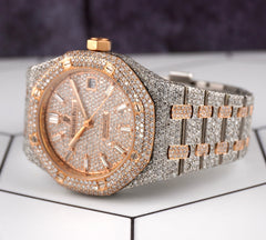 Audemars Piguet Royal Oak 37mm Rose Gold/ Steel Watch Iced 20ct Diamonds 15450SR