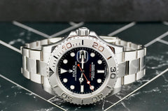 Rolex 40mm Yacht Master SS Platinum Bezel Blue Dial Mens Watch 116622 Box Card