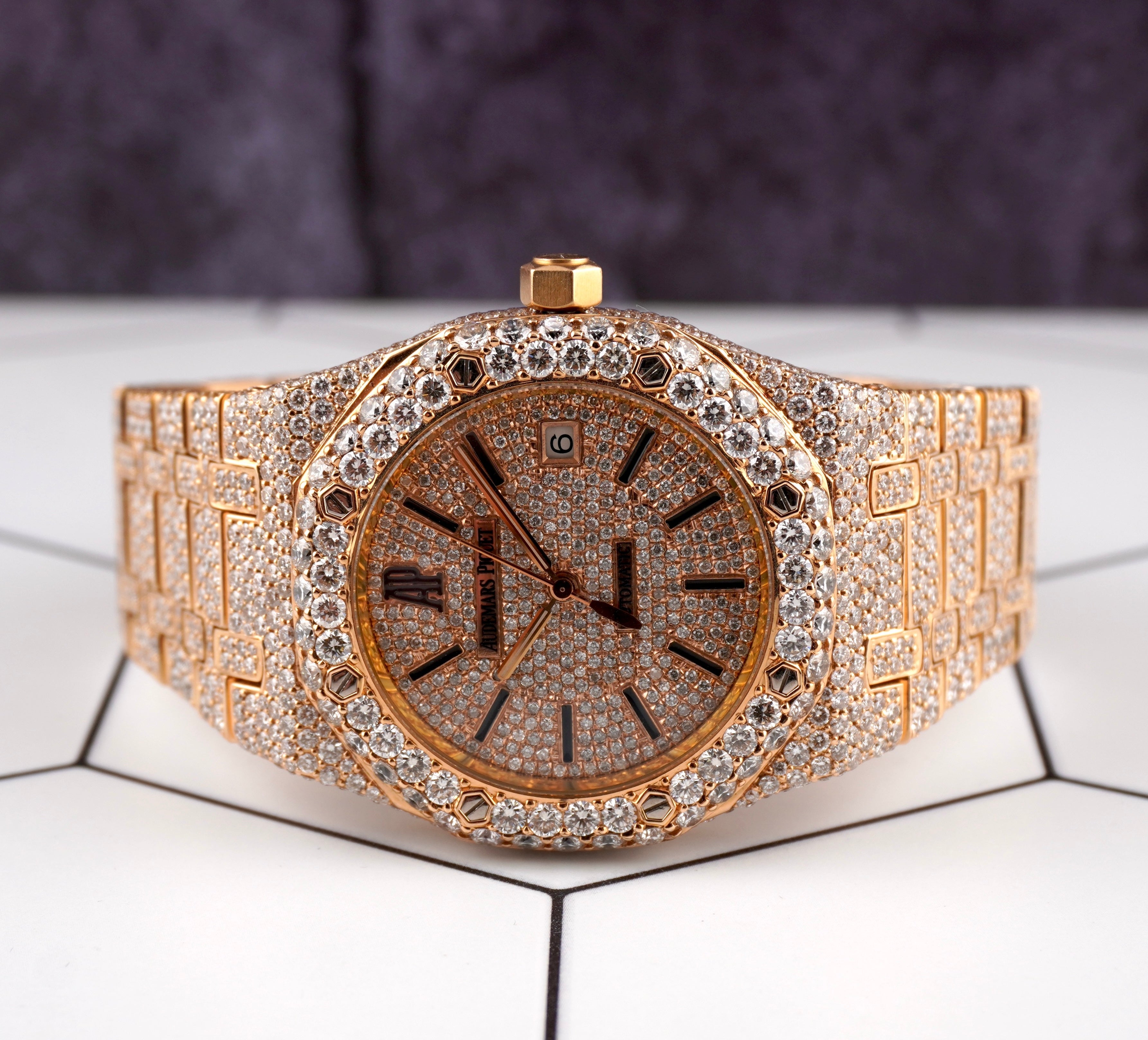 Yellow Gold Iced Audemar Piguet Royal Oak Iced Out Audemars Piguet