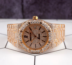 Audemars Piguet Royal Oak 39mm 18k Rose Gold Iced Out 27ct Diamonds Ref 15300OR