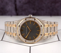 Audemars Piguet Royal Oak 33mm 18K YG 10ct Diamonds Steel Watch Ref 56303SA