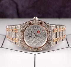 Audemars Piguet Lady Royal Oak Watch Steel 33mm Custom 12ct Diamonds Ref 67611ST