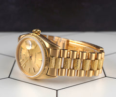 Rolex 36mm DAY-DATE 18k Yellow Gold President Bark Jubilee Men's Watch 1807