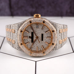 Audemars Piguet Royal Oak 37mm Rose Gold/ Steel Watch Iced 22ct Diamonds 15450SR