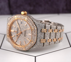 Audemars Piguet Royal Oak 37mm Rose Gold/ Steel Watch Iced 22ct Diamonds 15450SR