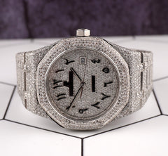 Audemars Piguet Royal Oak 41mm Mens Steel Watch Iced Out 25ct Diamonds 15400ST