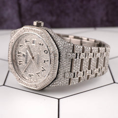 Audemars Piguet Royal Oak 41mm Mens Steel Watch Iced Out 25ct Diamonds 15400ST