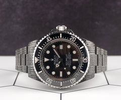 Rolex Deep Sea-Dweller Date 44mm Black Iced Out 5ct Diamonds Steel Watch 116660