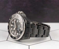 Rolex Deep Sea-Dweller Date 44mm Black Iced Out 5ct Diamonds Steel Watch 116660