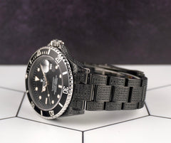 Rolex Submariner Date 40mm Black Iced Out 5ct Diamonds Oyster Steel Watch 16610