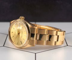 Rolex 34mm Date 18k Yellow Gold Oyster Bracelet Vintage Men's Watch 1503