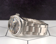 Rolex 36mm Datejust Mens Steel Engine-Turned Oyster Grey Dial Watch 1603