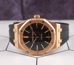 Audemars Piguet Royal Oak 41mm 18K Rose Gold Black Dial Mens Watch 15400OR