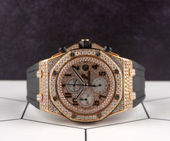 Audemars Piguet Royal Oak Offshore 42mm 18k Rose Gold Watch Iced 15ct 26470OR