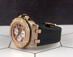 Audemars Piguet Royal Oak Offshore 42mm 18k Rose Gold Watch Iced 15ct 26470OR