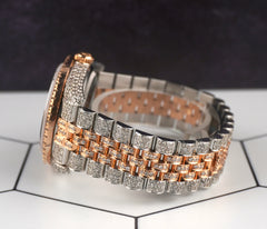 Rolex 36mm Datejust 18k Rose Gold/Steel 16ct Iced Out Roman Diamond Dial 116231