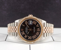 Rolex 41mm Datejust 18k Rose Gold/Steel Iced 10ct Diamonds Men's Watch 126331